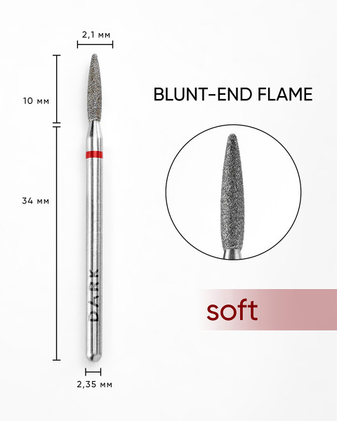 Freza do paznokci DARK Tapered Flame 2.1x10 mm (Czerwona)